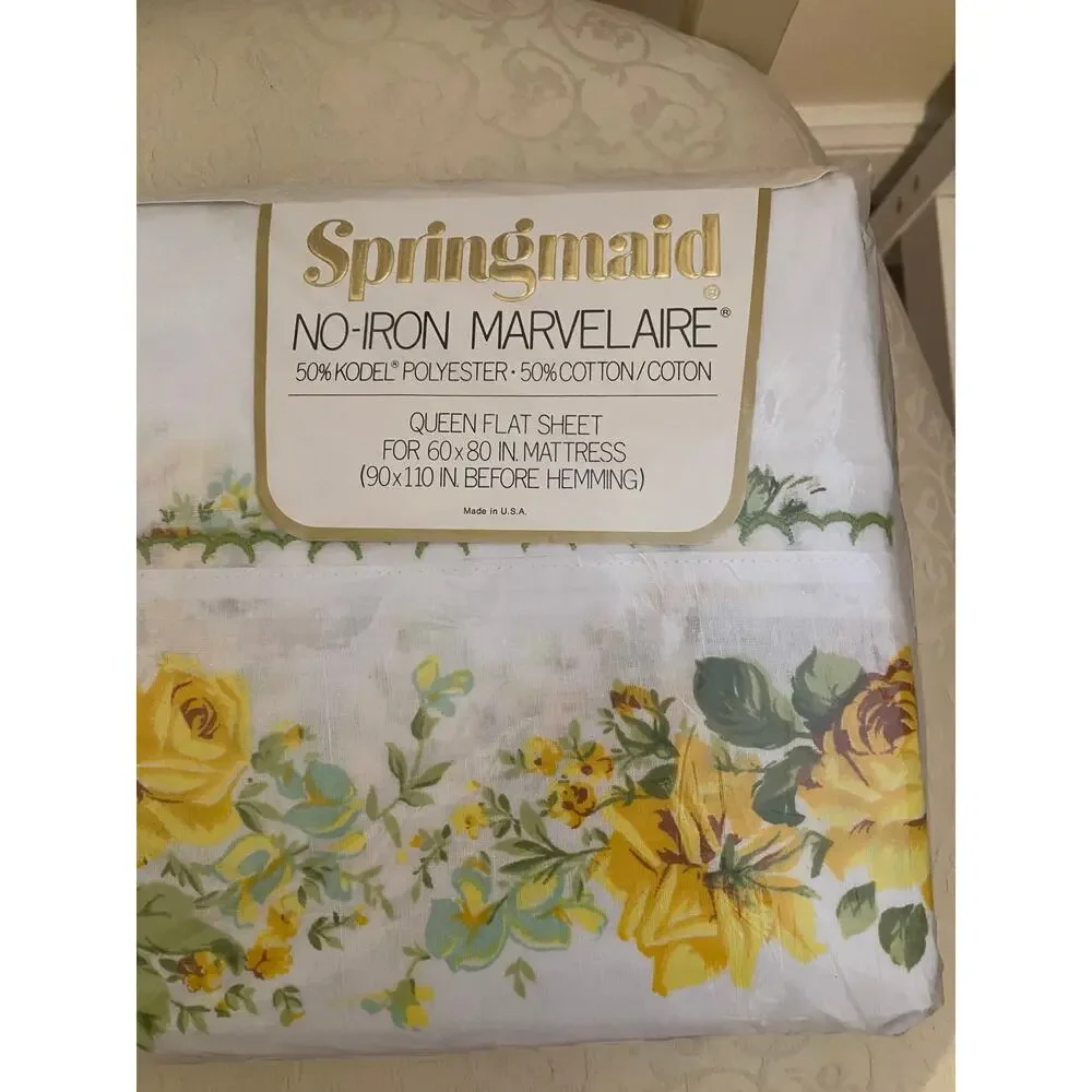 Vintage 70s Springmaid Queen flat sheet NWT
